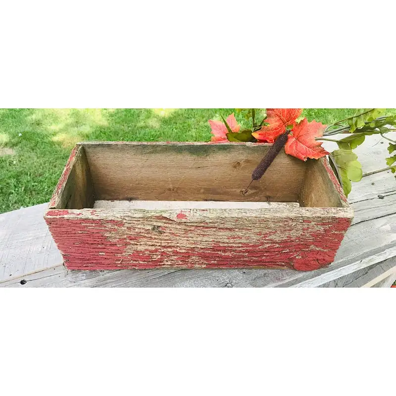 Rustic vintage red crate planter