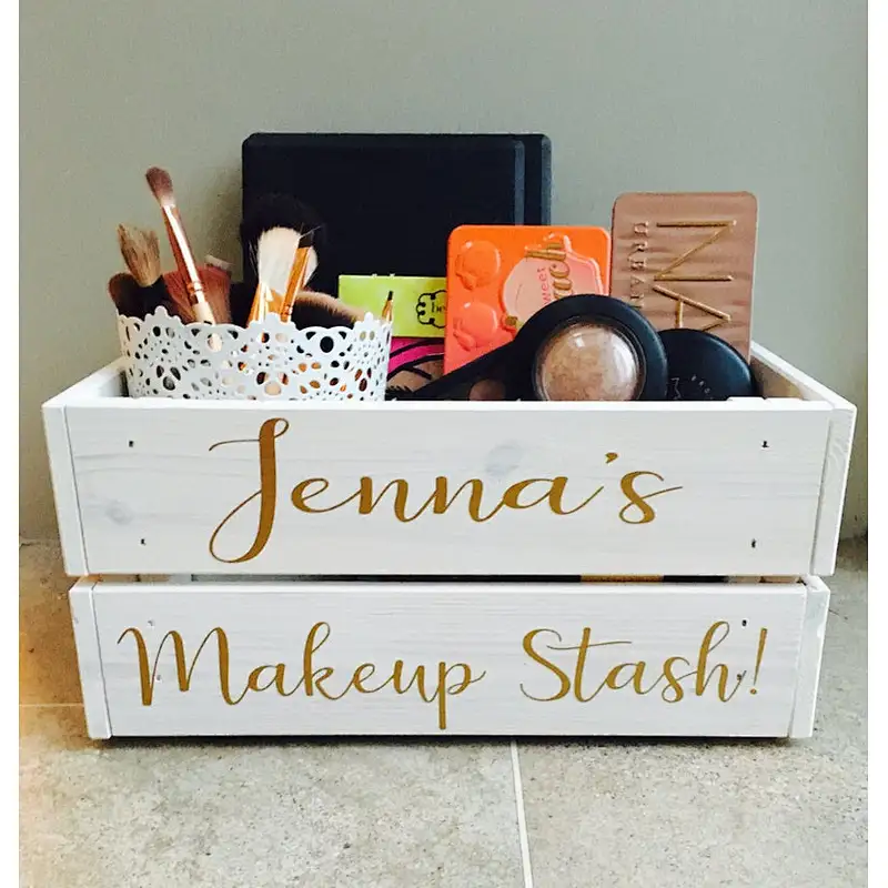 Makeup Storage  Wooden Crate Box