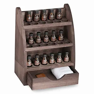 Essential Oils Storage Rack  45 Round Slots Wooden Nail Bottle Display Holder Organizer