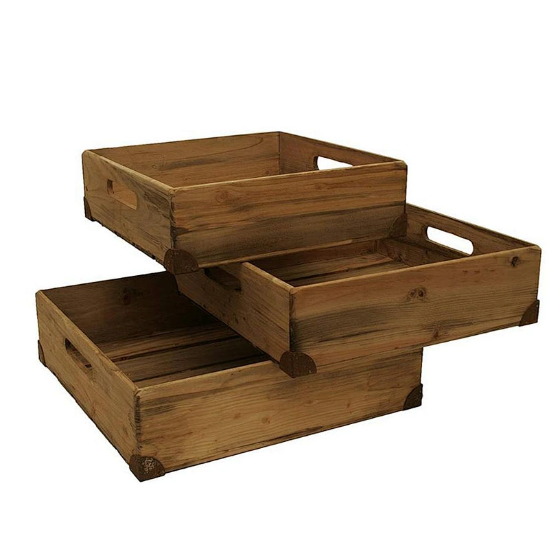 Farmhouse wooden crates for fruits and wholesale  Wood Crate Box tray wood crate storage