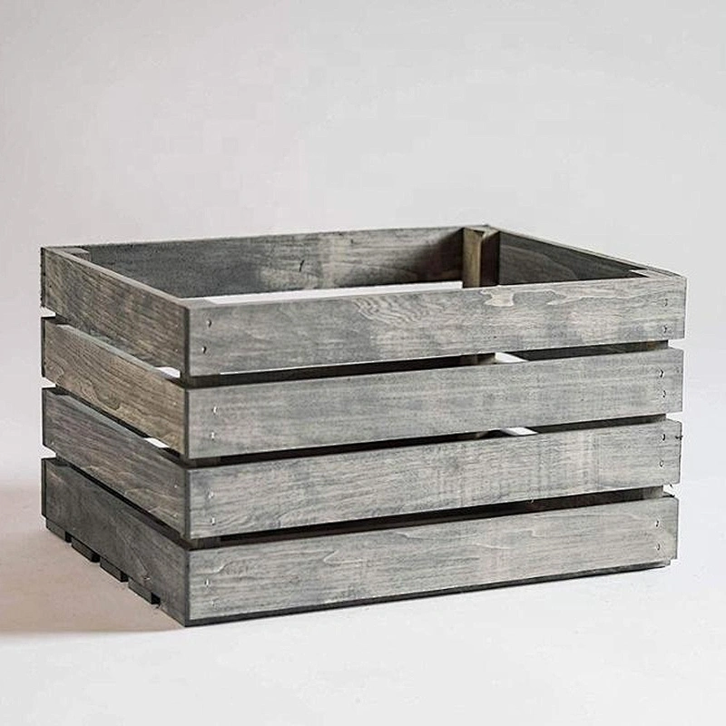 Antique Gray Stained Rustic Wood Crate-Elemantries Keeper & Mover | Fruits & Vegetables