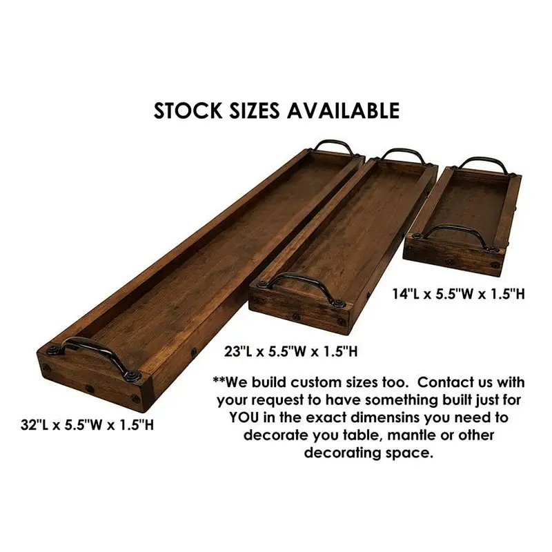Storage Tray Wholesale  Wooden Tray Table Serving Trays for Ottomans Wooden Tray With Metal Handle Serving Trays for Ottomans