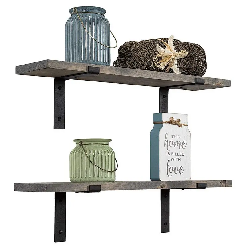 Imperative Decor Rustic Wood Floating Shelves Wall Mounted Storage Shelf with L Bracketsfloating shelves wall ropecorner wall