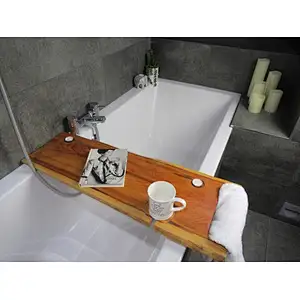Double Live Edge Solid Towel Holder wood Bespoke Rustic Bath Caddy Tray Tablet Holder