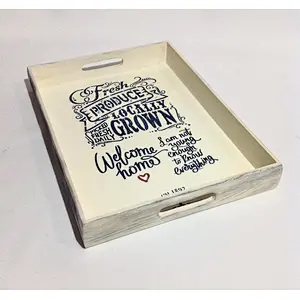Rustic breakfast service  wood  tray