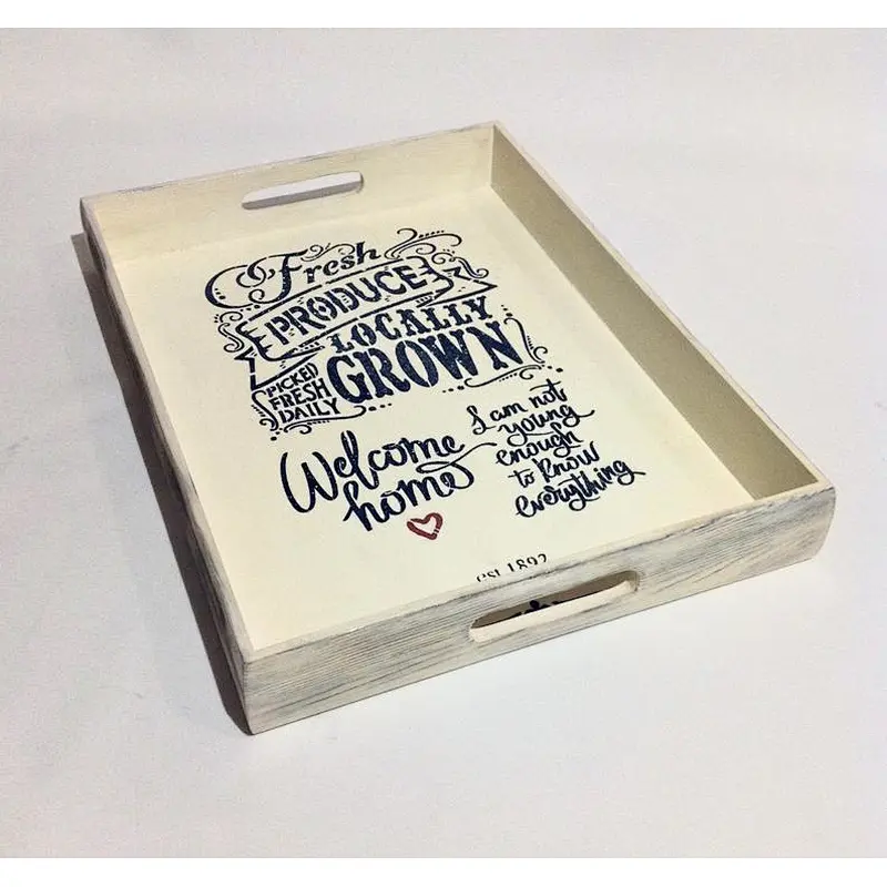 Rustic breakfast service  wood  tray
