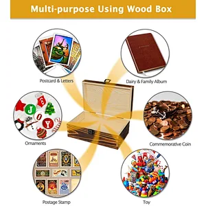 Home Storage Box Natural Wooden Box With Lid Golden Lock Postcard Organizer Handmade Craft Jewelry Case