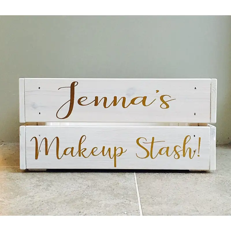 Makeup Storage  Wooden Crate Box