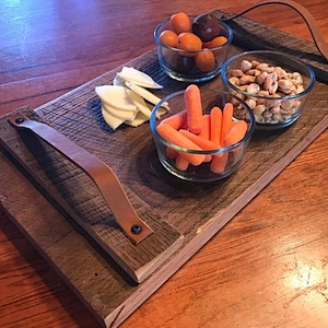 Farmhouse Rustic Wooden Tray with Handle Wooden Dry Truit Tray Wood Serving Trays for Display Wood Serving Tray