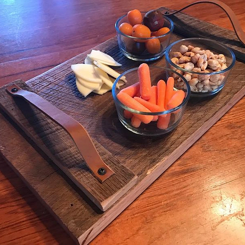 Farmhouse Rustic Wooden Tray with Handle Wooden Dry Truit Tray Wood Serving Trays for Display Wood Serving Tray