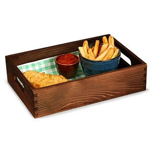 2020 popular Custom  Rustic Wooden Tray  Hamburger Dark Pine with lining