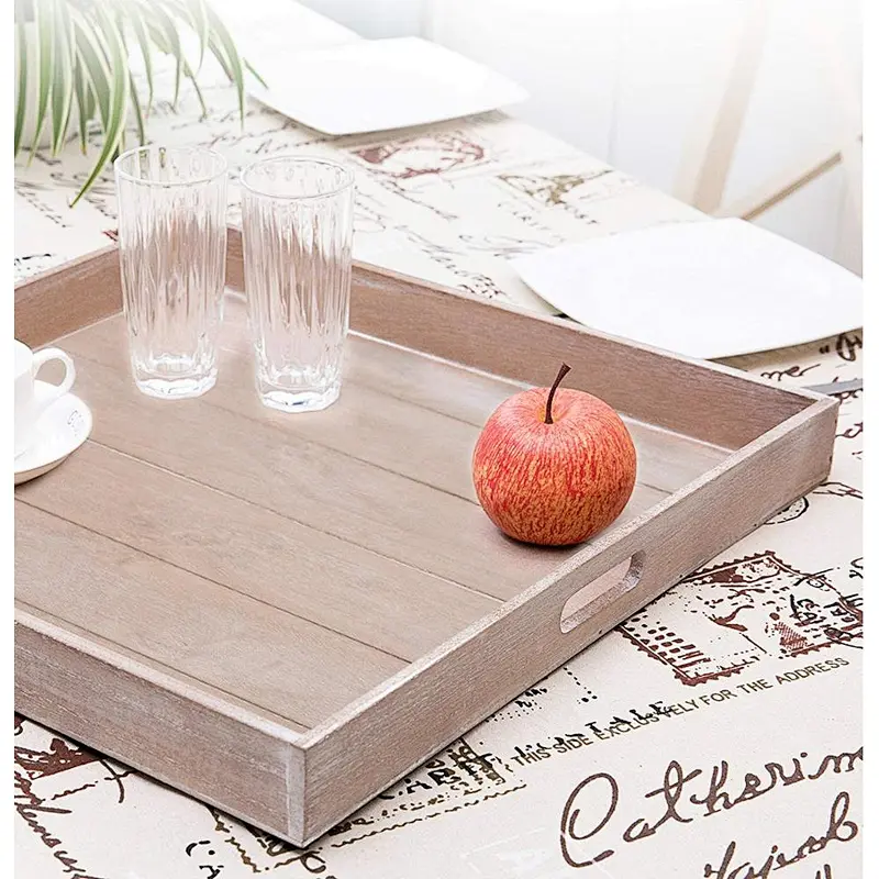 Wooden serving tray  wooden ottoman tray