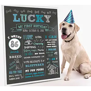 Dog Birthday Chalkboard Sign Puppy Dog  Pet 1st Birthday Chalkboard  Dog First Birthday Poster wood sigh