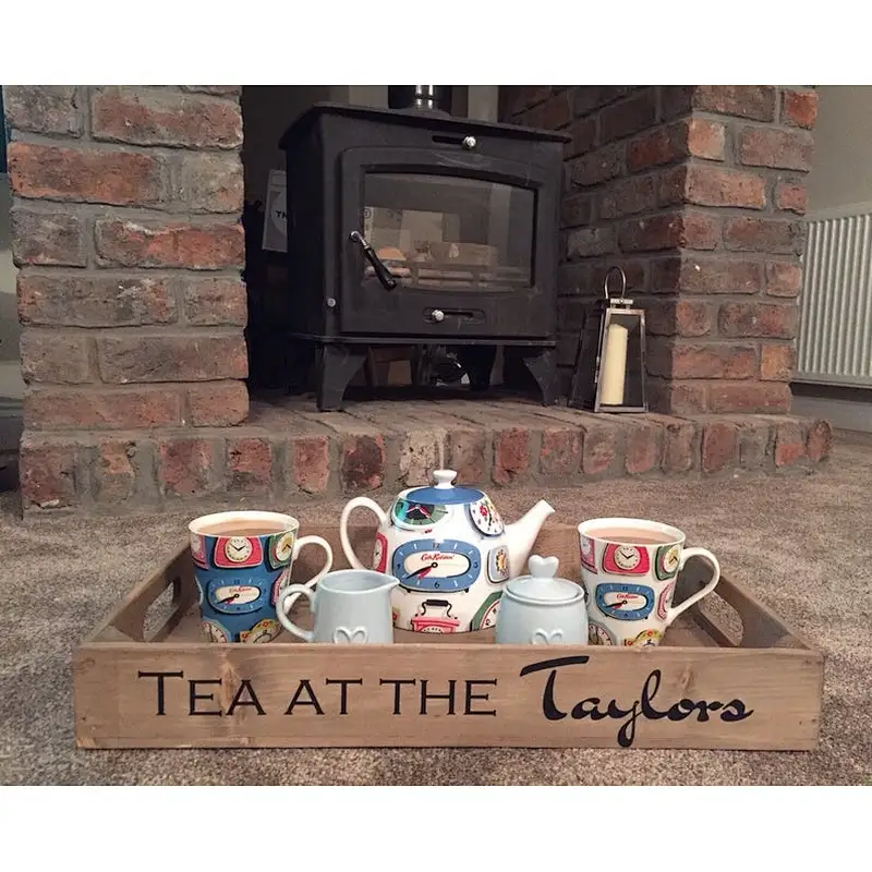 Personalised Rustic Wooden Tray handmade wooden apple crate tea serving  breakfast tray or garden seedling tray