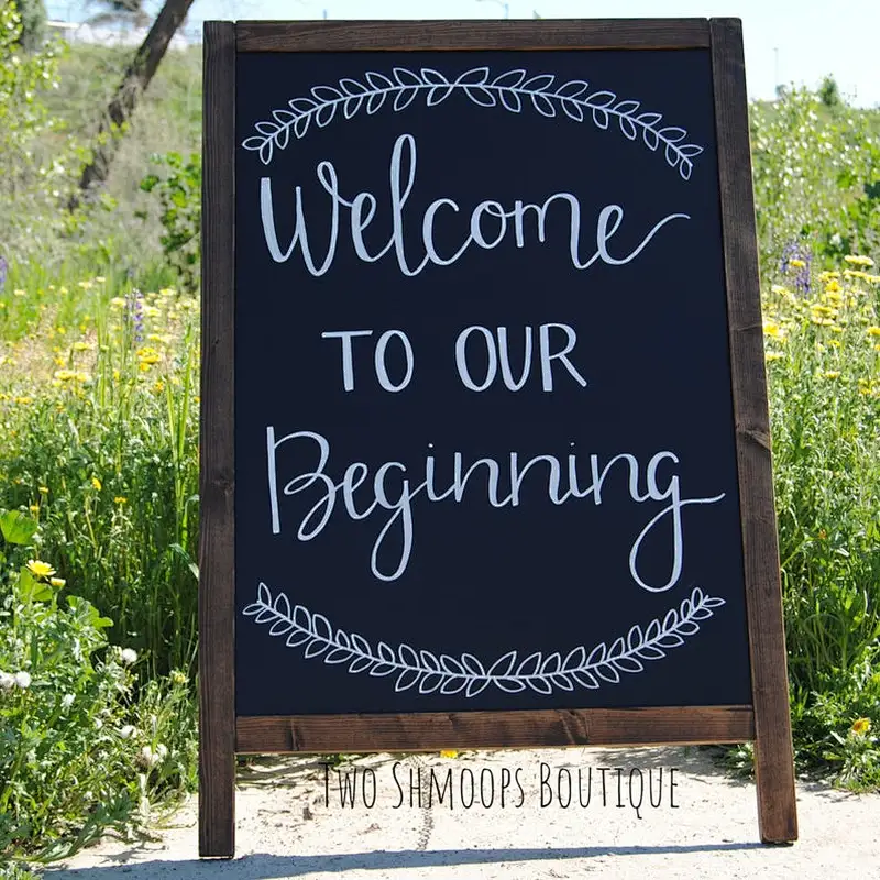 Chalkboard Easel - Wedding Chalkboard Sign   Sidewalk Chalkboard Wedding Sign Wooden sign