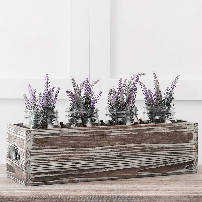 Rustic wholesale home decoration unfinished  big handiwork delicate practical Wood Box Flowers Planter
