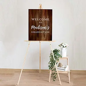 Personalized Extra Large Wedding Easel Board Party Sign,12x18-inch , Dark Rustic Wood, Your Text Here, 1-Pack, Custom