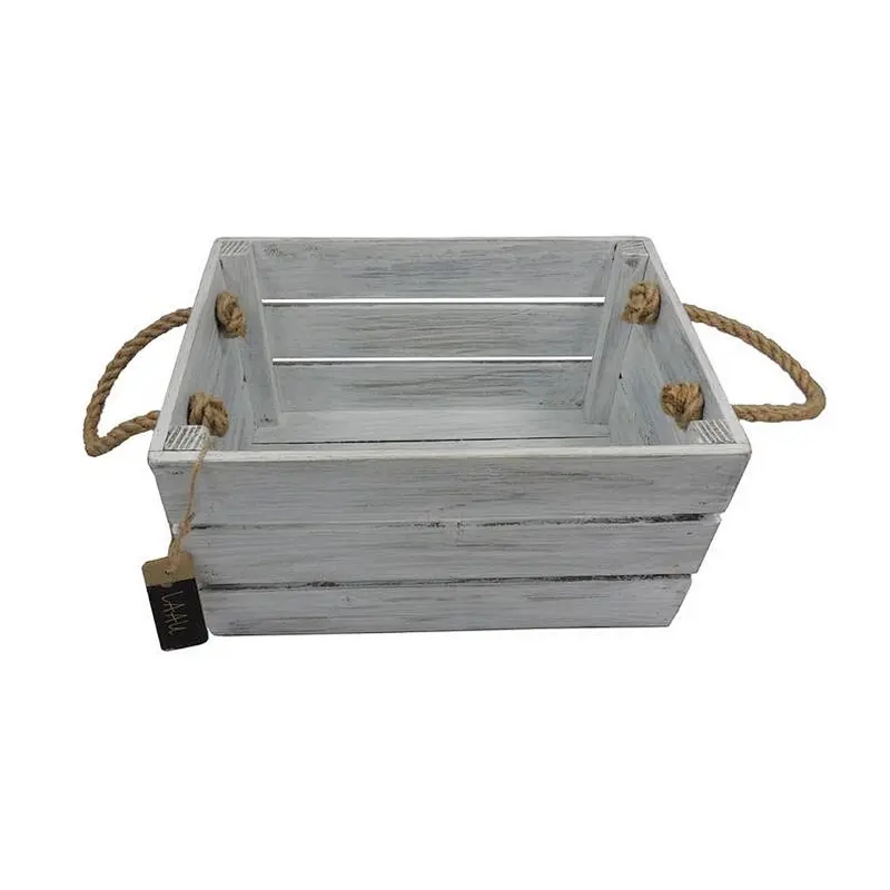 Decorative wooden crate Wooden box with ropes White crate box Vintage crate Retro Gift