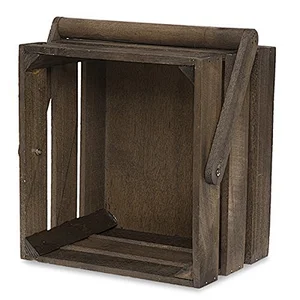 The Lucky Clover Trading Wooden Crate Swing Handle Basket *wooden box
