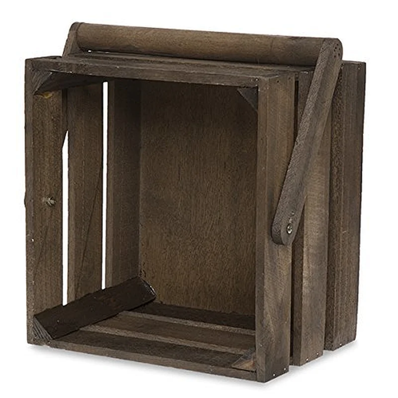 The Lucky Clover Trading Wooden Crate Swing Handle Basket *wooden box