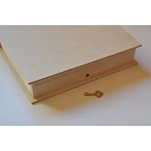 Wooden Box Book with Lock. Unfinished Wood Box. Unpainted Wood Box