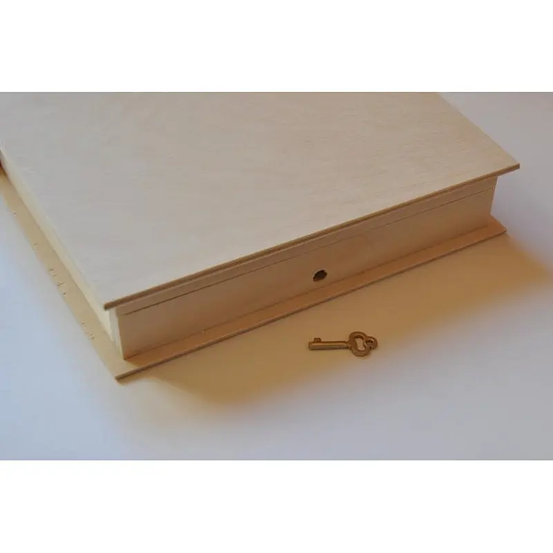 Wooden Box Book with Lock. Unfinished Wood Box. Unpainted Wood Box
