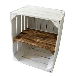 Shoe shelf old white OBSTKISTE with intermediate board sturdy wooden crates