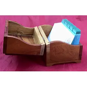 Wood Recipe Box Cards & Dividers Sliding Dovetail Corners Slot Vintage