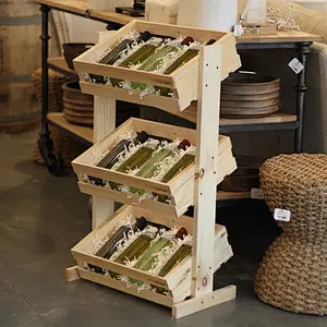 Wood Crafted Premium Kitchen Crates & Large Tiered Wood Crate Stand Unfinished