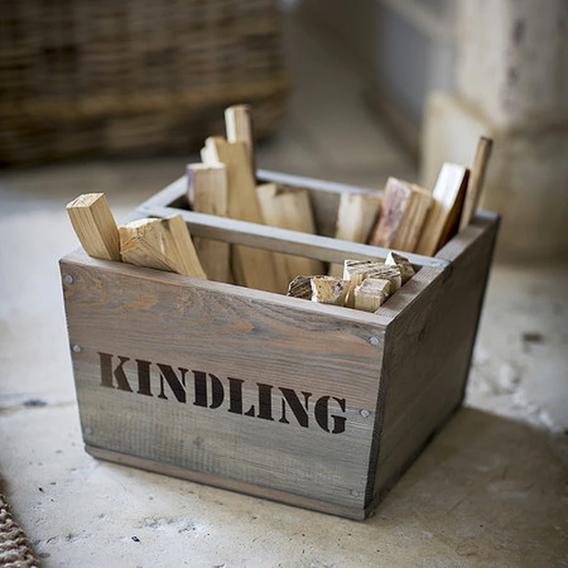 Rustic Kindling Box - Wooden New Storage Box