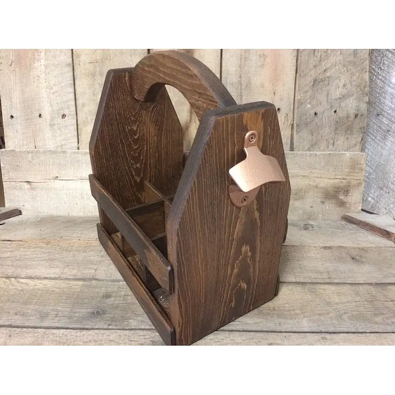 Wooden Beer Carrier-Beer Caddy-bottle opener