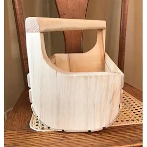 Gardener Gift, Beverage Tote, Gardening Tool, Kitchen Utensil Storage-Hardwood Basket with Diagonal Handle