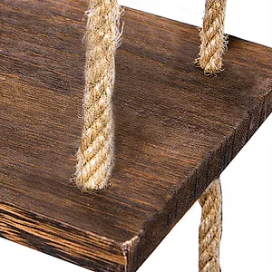 1/2/3 Tiers Wooden Hanging Rope Shelf Wall Mounted Floating Shelf Storage Rustic  Shelf boho