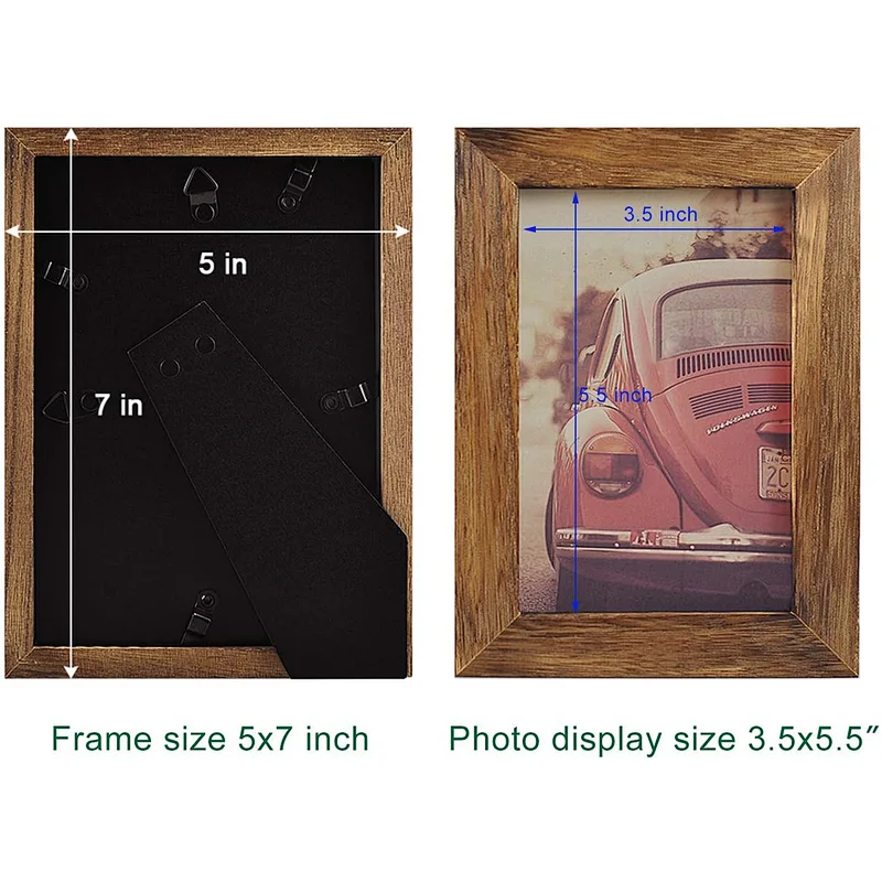 Picture Frame Photo Display for Tabletop Display Wall Mount Solid Wood High Definition Glass Photo Frame