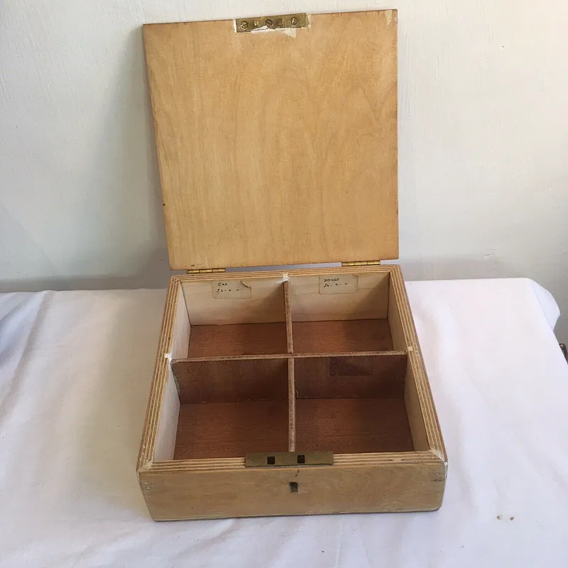 Vintage Wooden Handmade Box Compartments Trinkets Jewellery Sewing
