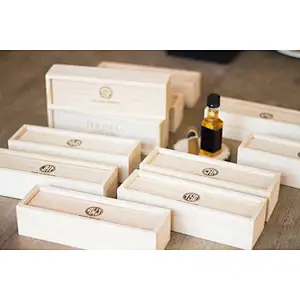 Natural Wooden  Box For Wine Cigar Engraved Logo
