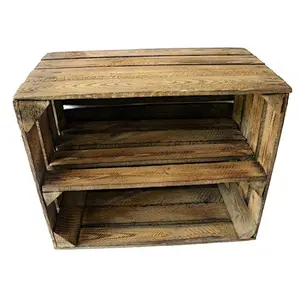 Set of 2 OLD OBSTKISTEN Shoe Rack with Intermediate Board Flamed Wooden Boxes