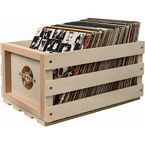 Record Storage Crate Album Holder Natural Wood Organizer Box With Carry Handle