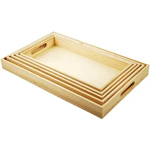 Paintable Wooden Trays Christmas gift Wooden Serving Trays Wooden Tray Unfinished Wooden Tray Handle  Wood Trays for Sale