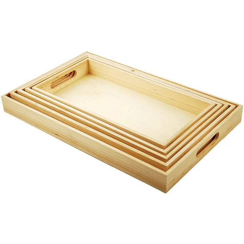 Paintable Wooden Trays Christmas gift Wooden Serving Trays Wooden Tray Unfinished Wooden Tray Handle  Wood Trays for Sale