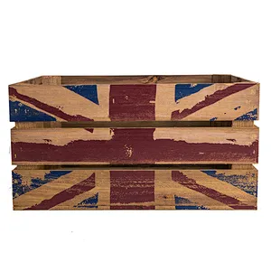 Union Jack Printed Large Wooden Crate