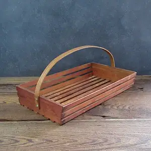 Vintage Wooden  Tote, Wooden Crate Carrier, Vintage Wood Tray with Handle, Farmhouse Decor