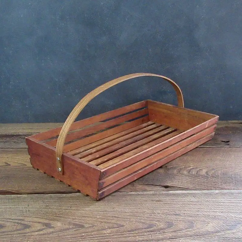 Vintage Wooden  Tote, Wooden Crate Carrier, Vintage Wood Tray with Handle, Farmhouse Decor