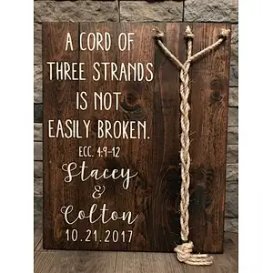 A Cord of 3 Strands Ecclesiastes 4:9-12 Wedding Ceremony Sign Unity Ceremony Sign Rustic Wedding Gift