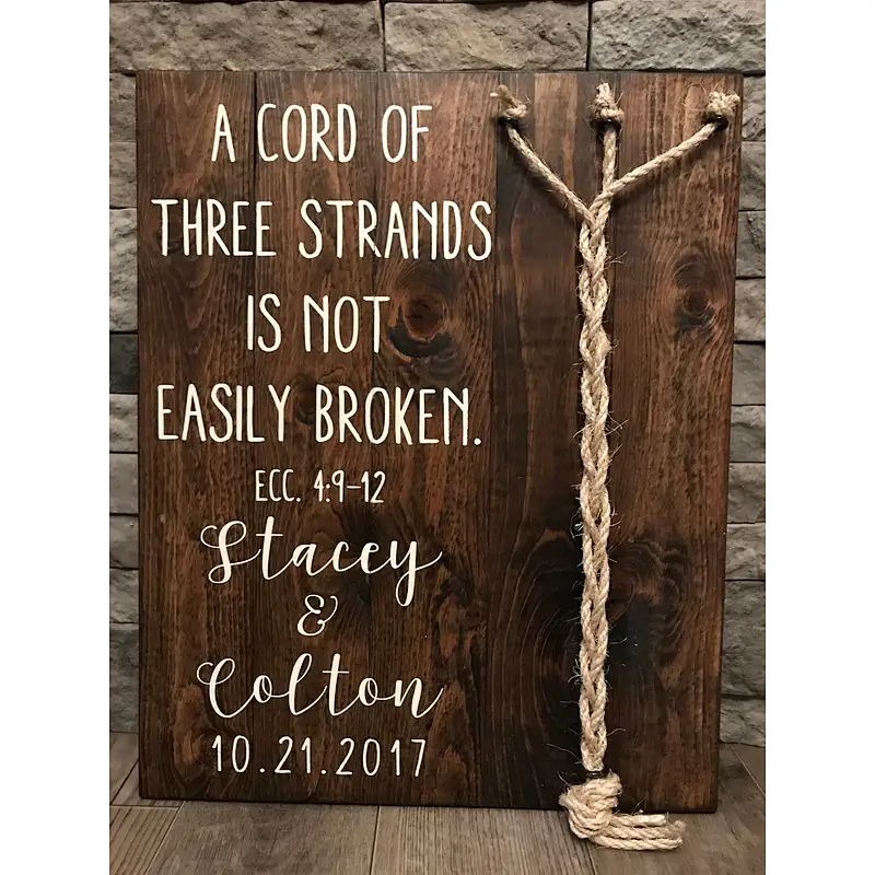 A Cord of 3 Strands Ecclesiastes 4:9-12 Wedding Ceremony Sign Unity Ceremony Sign Rustic Wedding Gift