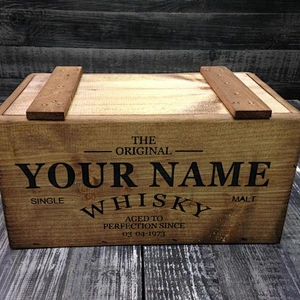 Christmas Whisky/Wine Wooden Crate Storage Box with lid