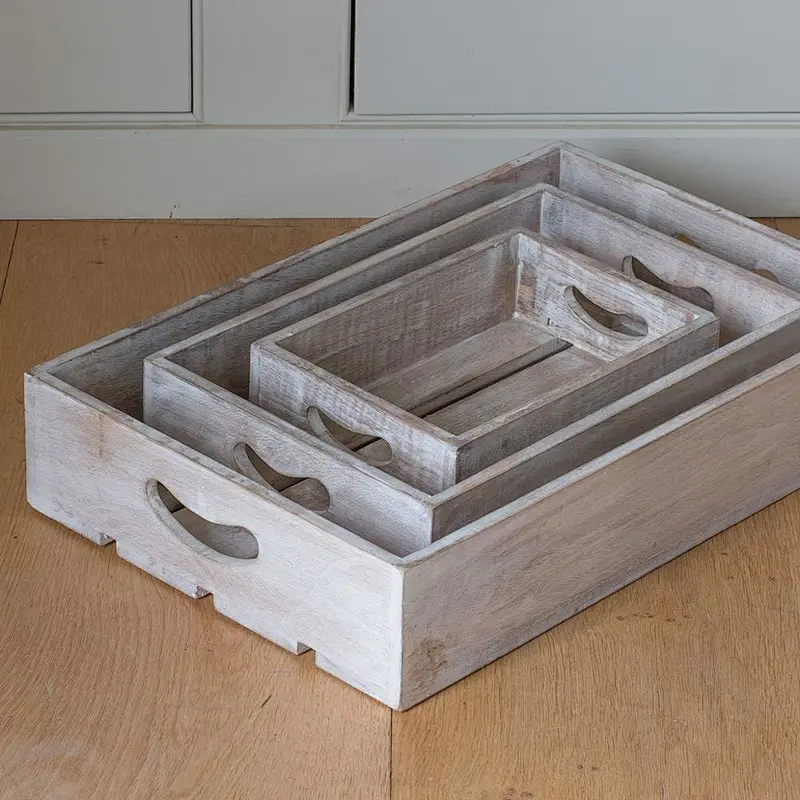 Custom unfinished Wood Tray Wooden Fish Crate
