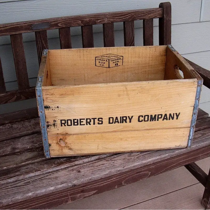 Vintage Roberts Dairy Milk  wooden Crate