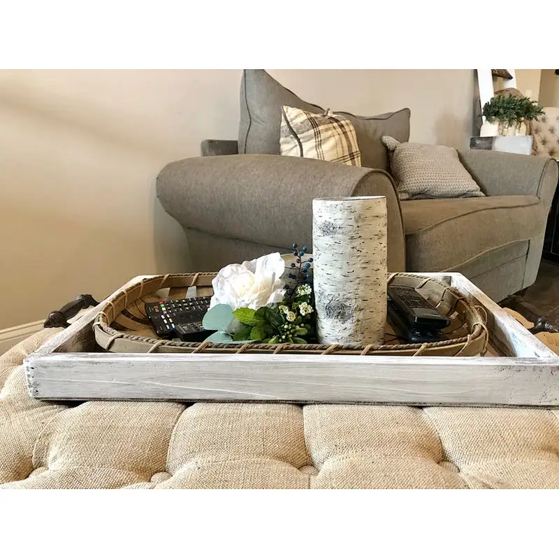 ottoman tray   remote tray living room home decor TV wooden tray