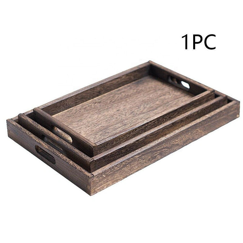 Serving Tray Rectangular Dinner Tea Food Hotel Tableware Breakfast Solid Wood